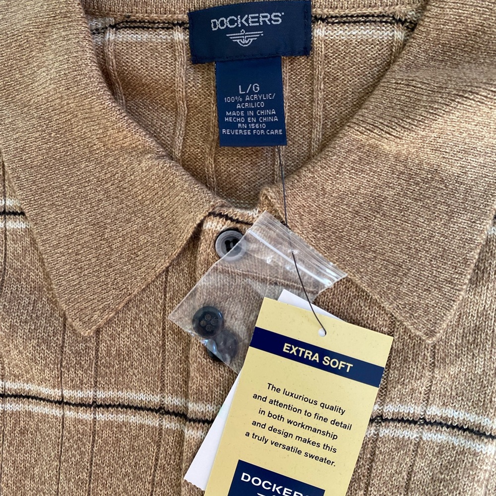 Men’s Camel and Black Striped Sweater